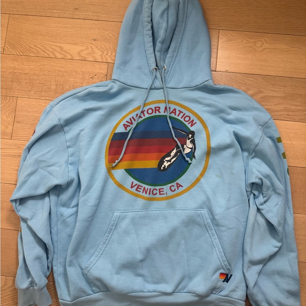 Aviator Nation Blue Retro Graphic Hoodie